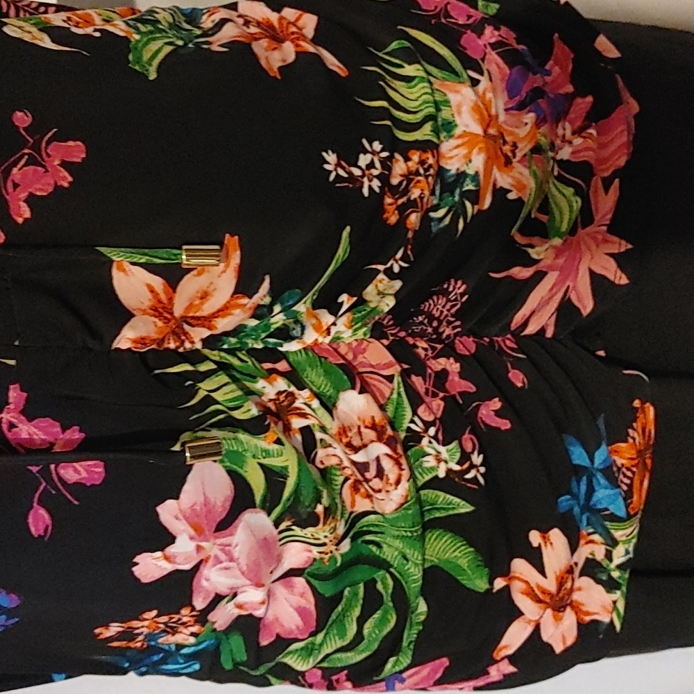 INC ruched tie front floral blouse, NEW - Picture 4 of 7